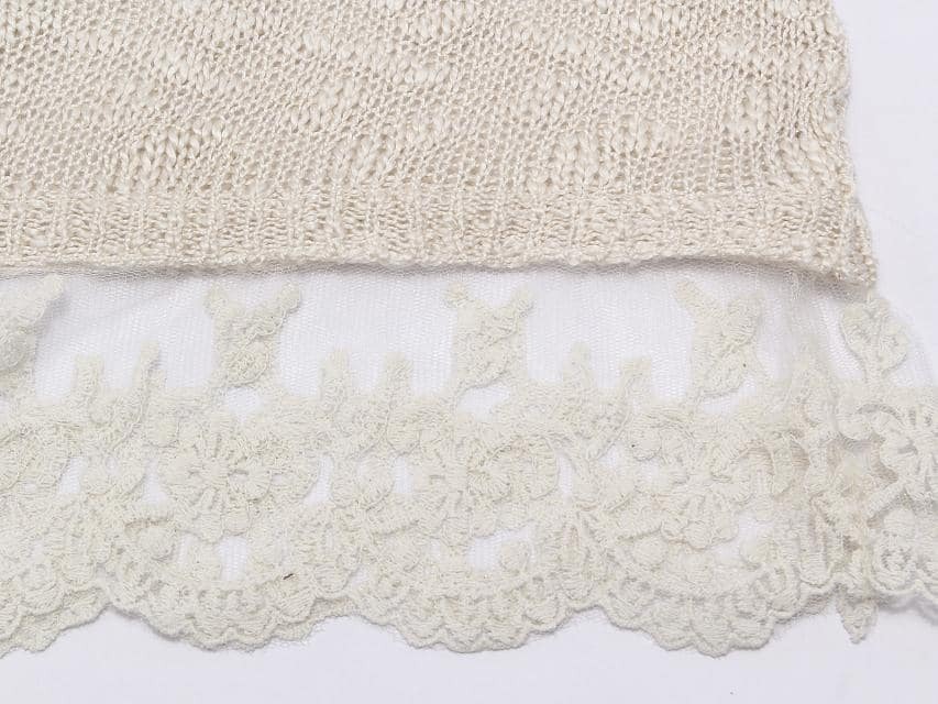 White Long Sleeve Lace Knit Loose Sweater -SheIn(Sheinside)