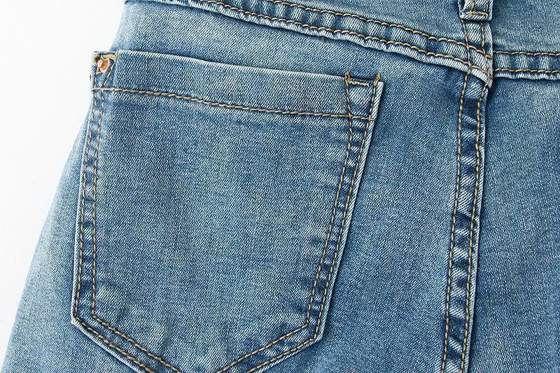 Blue Bleached Pockets Denim Pant SheIn(Sheinside)