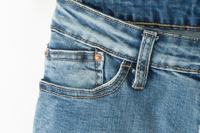 Blue Bleached Pockets Denim Pant SheIn(Sheinside)