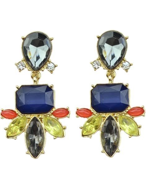 Multicolor Gemstone Gold Fashion Earrings