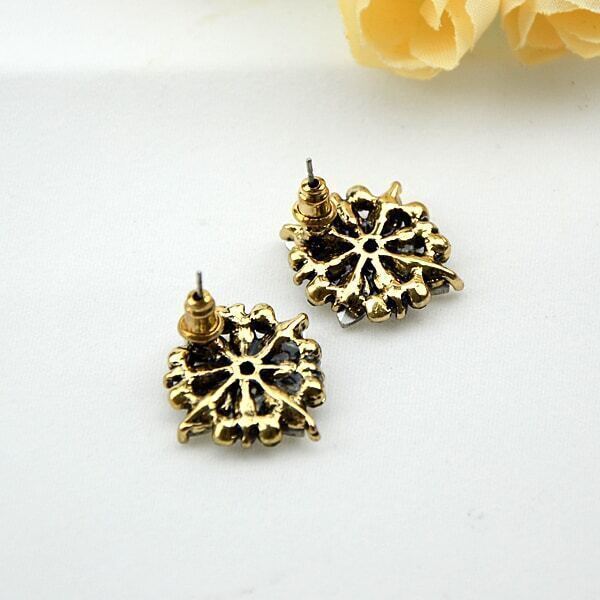 Blue White Gemstone Gold Stud Earrings SheIn(Sheinside)