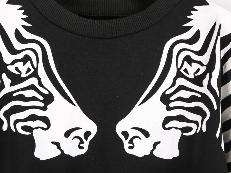 Black Long Sleeve Zebra Print Sweatshirt SheIn(Sheinside)