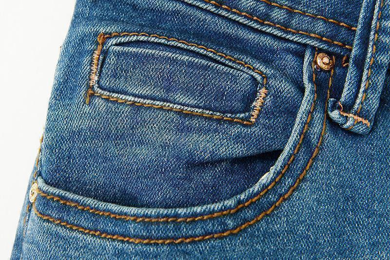 Blue Bleached Pockets Denim Pant SheIn(Sheinside)