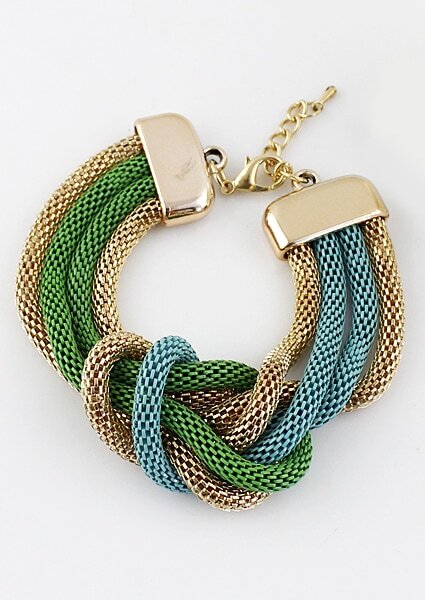 Green Gold Wound Chain Bracelet