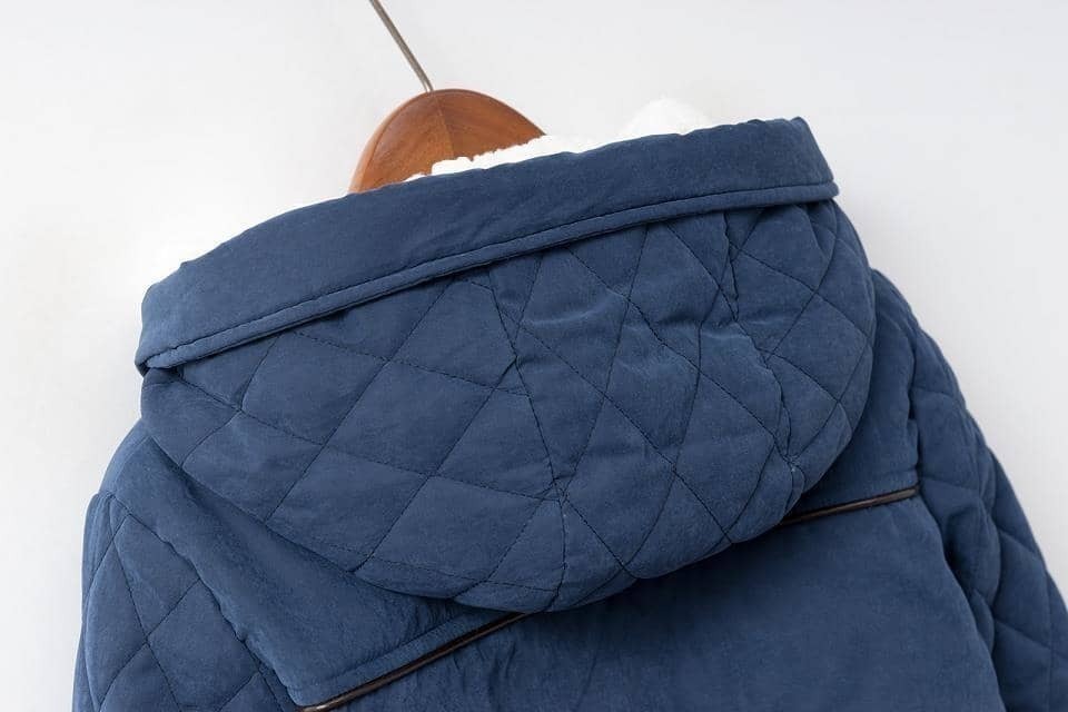 Blue Hooded Long Sleeve Zipper Pockets Coat SheIn(Sheinside)