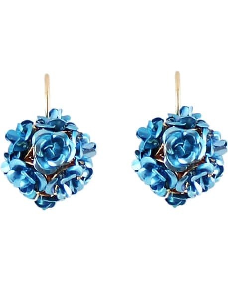 Light Blue Flower Ball Earrings