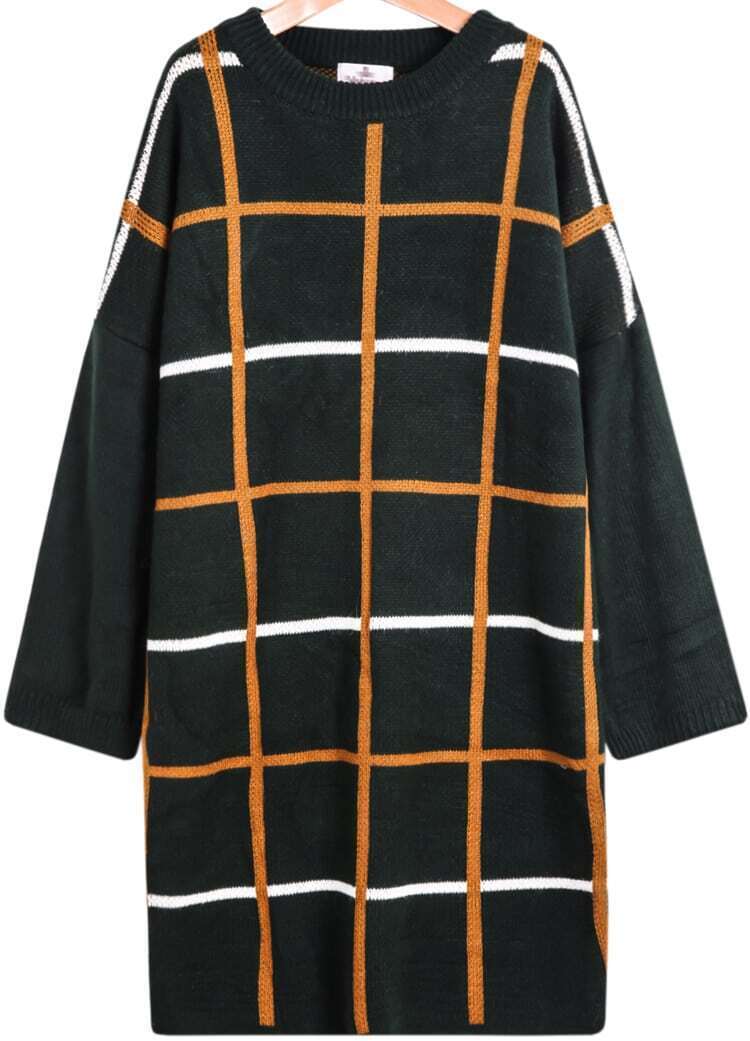 plaid knit sweater