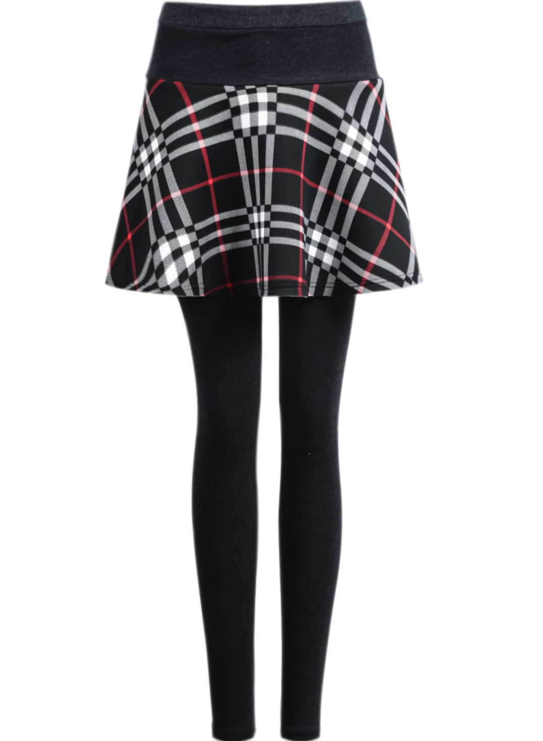 Black Red Plaid Pleated Skirt Leggings SheIn(Sheinside)