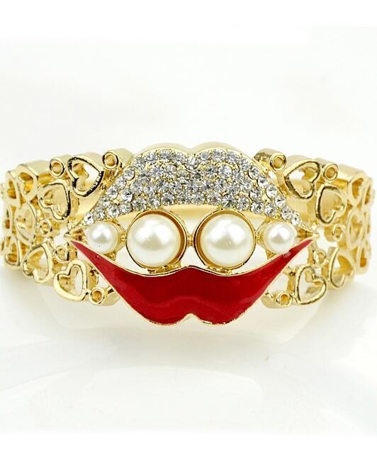 Gold Diamond Hollow Lip Bracelet