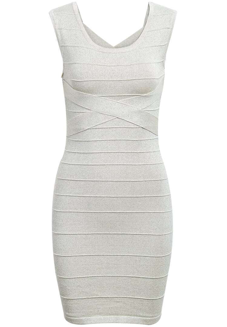 Apricot Sleeveless Skinny Bodycon Bandage Dress SheIn(Sheinside)