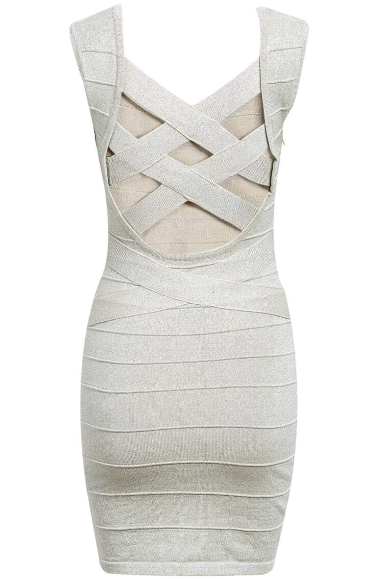 Apricot Sleeveless Skinny Bodycon Bandage Dress SheIn(Sheinside)