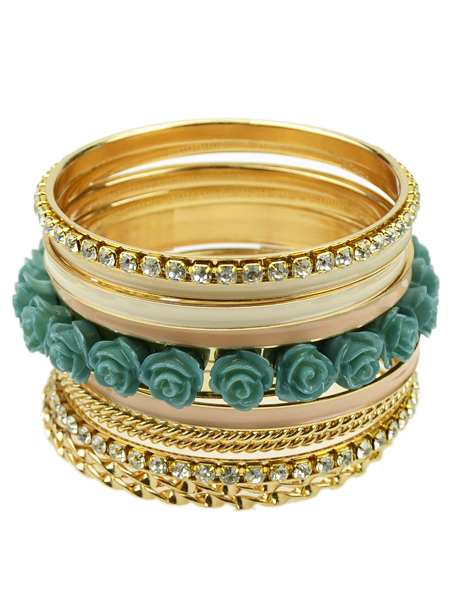 Blue Crystal Flowers Multilayer Bracelet