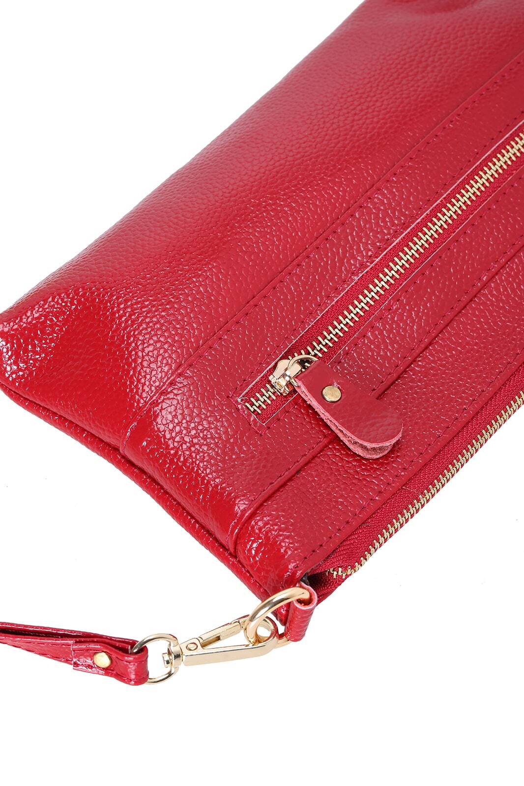 Wine Red Zipper Leather Clutch Bag SheIn(Sheinside)