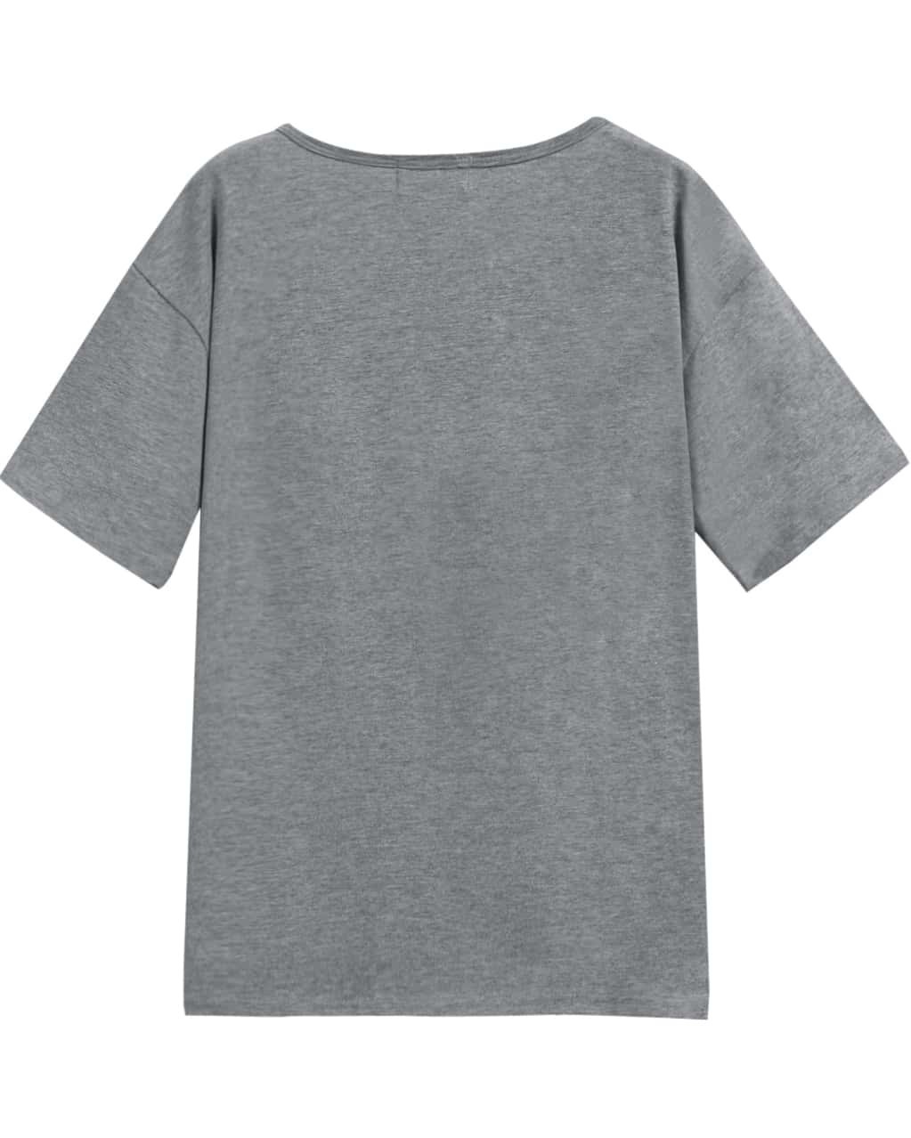 Grey Short Sleeve Applique TShirt SheIn(Sheinside)