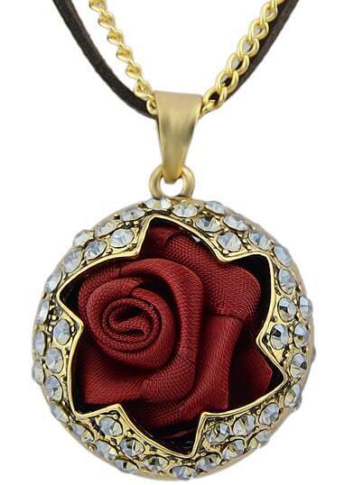 Gold Diamond Rose Necklace