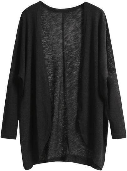 Black Long Sleeve Loose Knit Cardigan