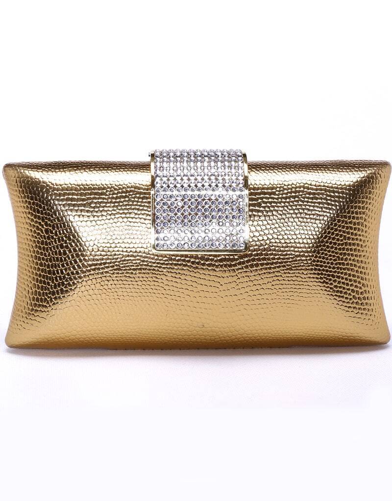 Gold Buckle Diamond Clutch Bag SheIn(Sheinside)