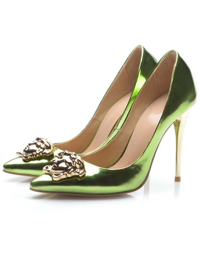 metallic green shoes