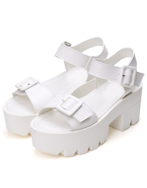 white platform sandals shein