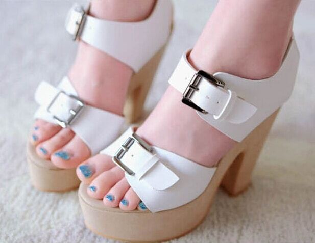 white platform sandals shein
