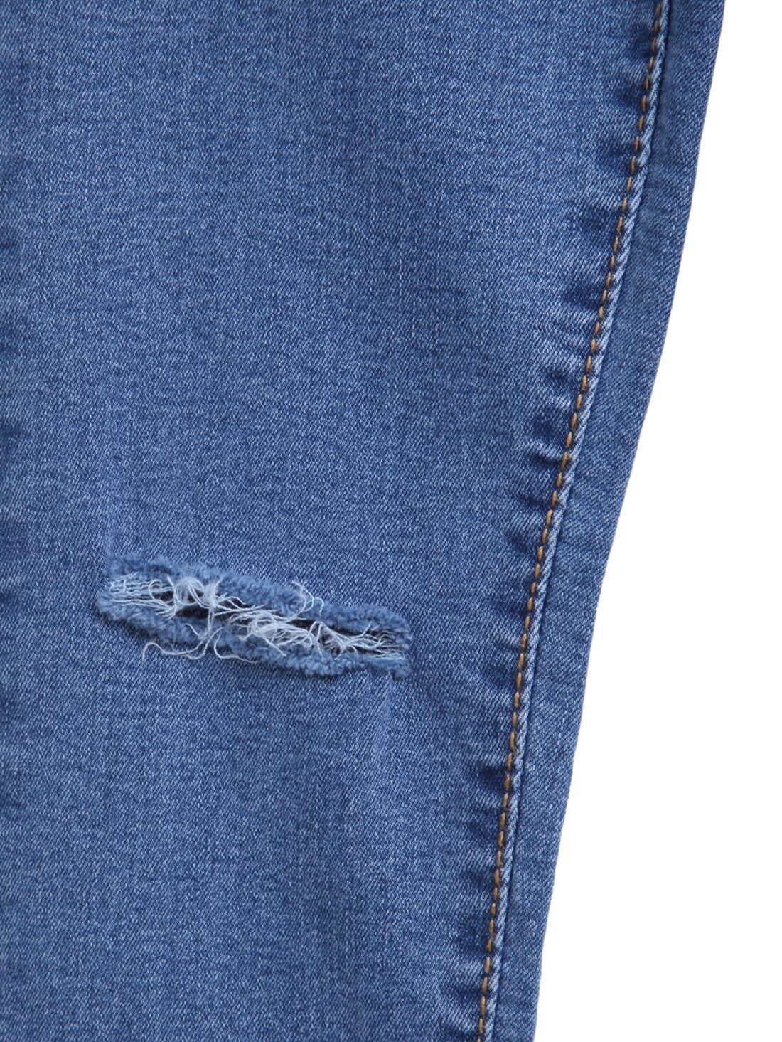 Blue Pockets Bleached Slim Denim Pant SheIn(Sheinside)