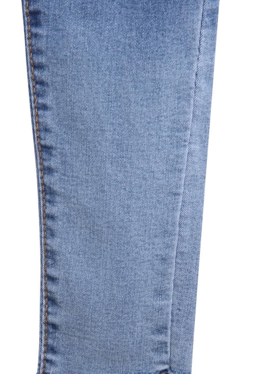 Blue Pockets Bleached Slim Denim Pant SheIn(Sheinside)