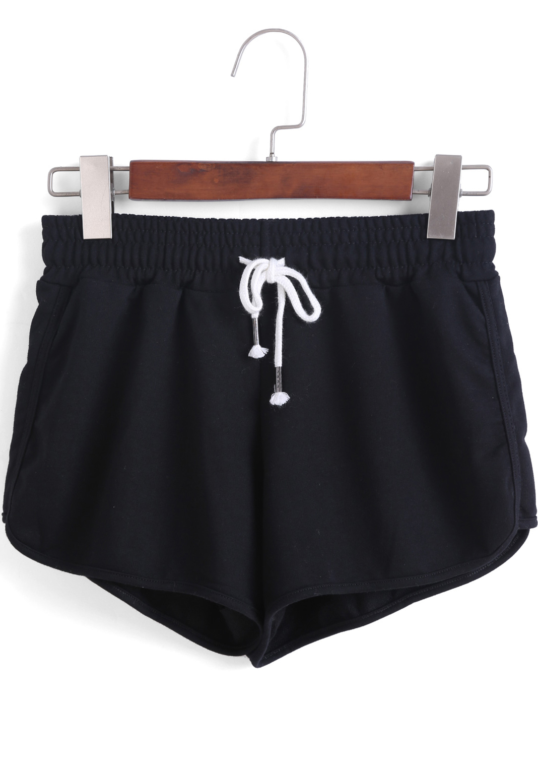 Black Drawstring Waist Shorts SheIn(Sheinside)