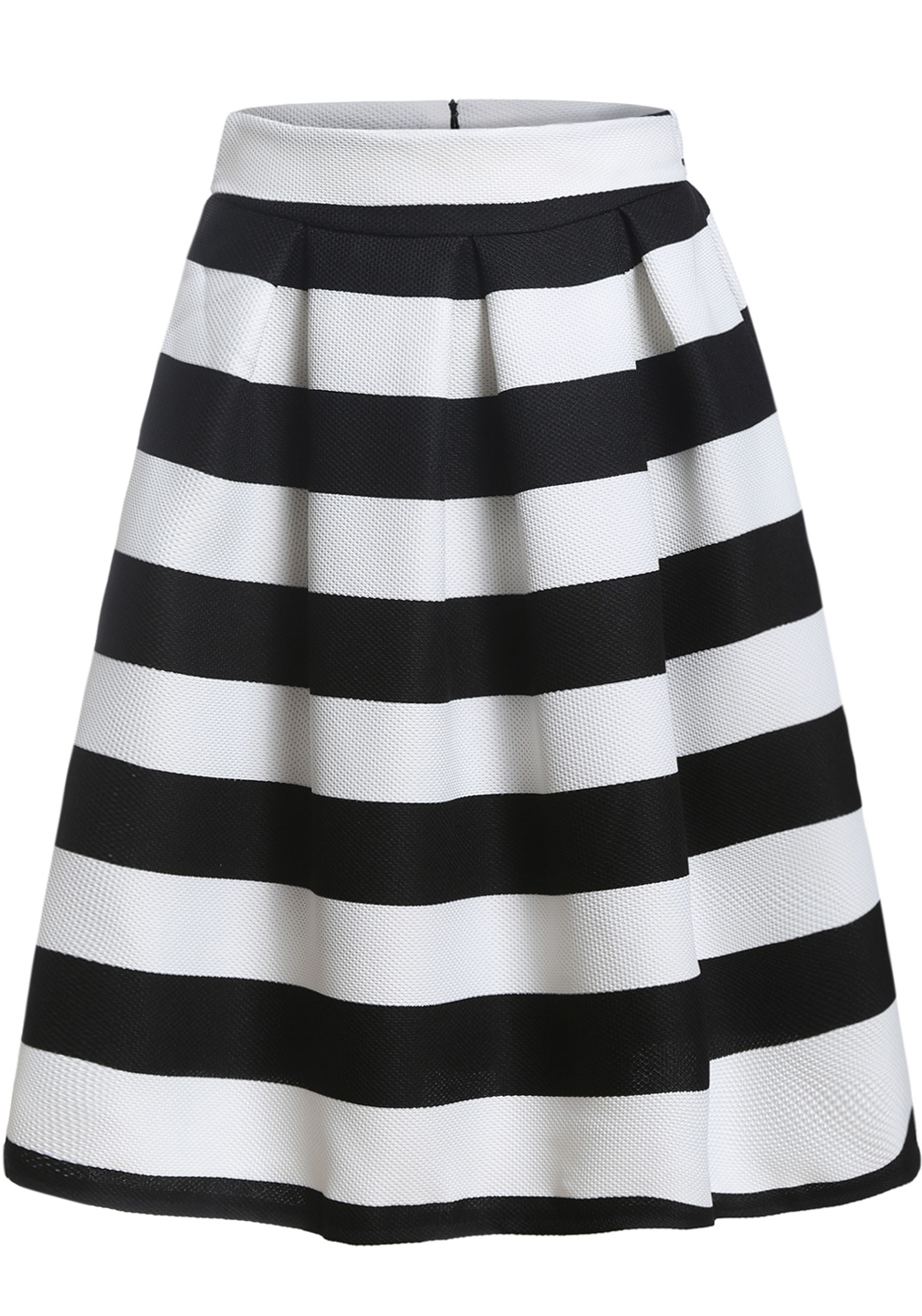 Black White Striped Flare Skirt SheIn(Sheinside)