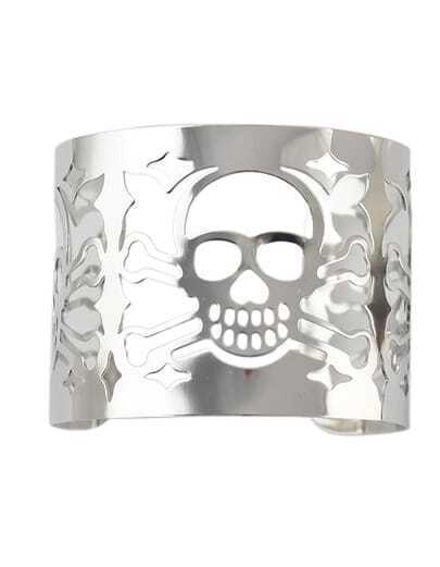Alloy Silver Plated Skull Head Hollow Out Wide Cuff Bracelet Alloy Silver Plated Skull Head Hollow Out Wide Cuff Bracelet pictures
