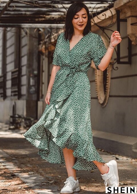 Armé Grön Omgiven Blommig Boho Klänningar | SHEIN SE Grön Omgiven Blommig Boho Klänningar | SHEIN SE