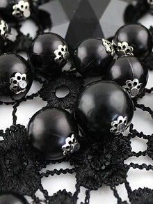 Black Gemstone Net Collar Necklace