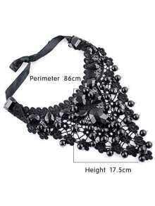 Black Gemstone Net Collar Necklace