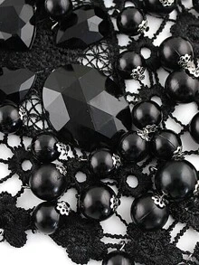 Black Gemstone Net Collar Necklace