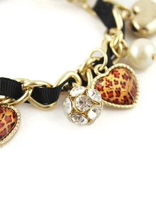 Leopard Heart Bowknot And Bead Multi-elements Bracelet
