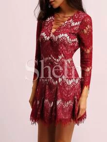 shein red lace dress
