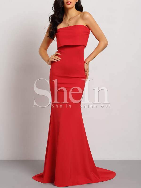 ryleigh strapless maxi dress in red