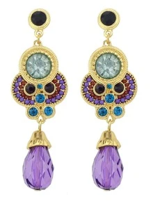 Purple Gemstone Gold Earrings