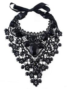Black Gemstone Net Collar Necklace