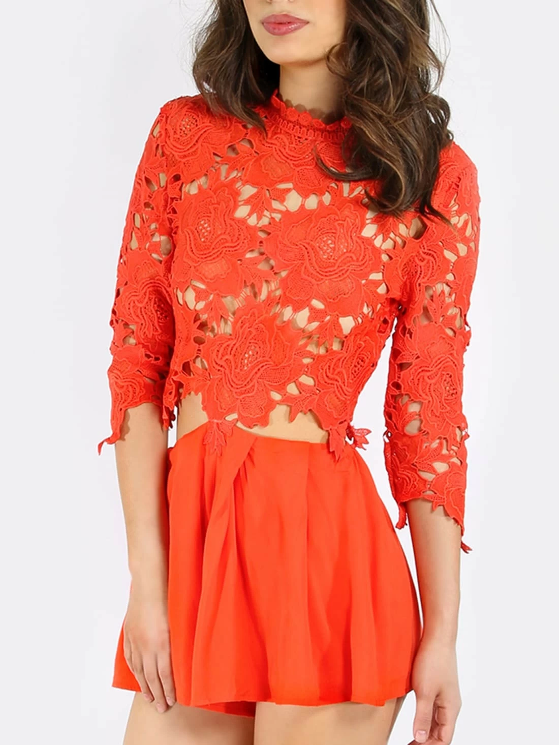 high neck crochet jumpsuit