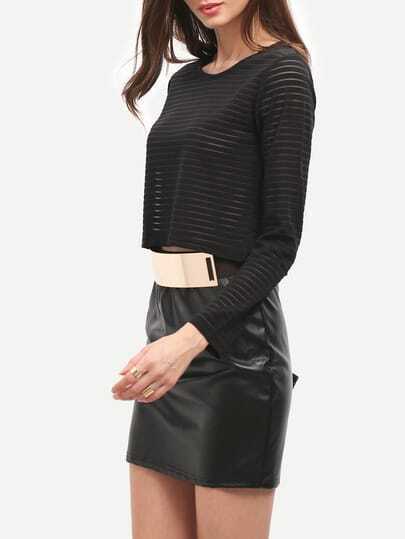 black sleeve striped crop t shirt shein sheinside black sleeve striped crop t shirt shein sheinside