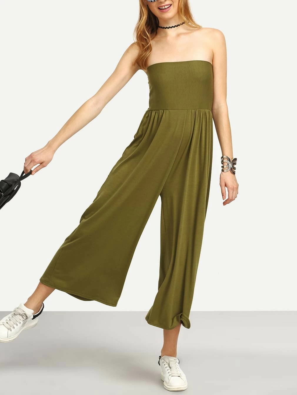 green bandeau jumpsuit
