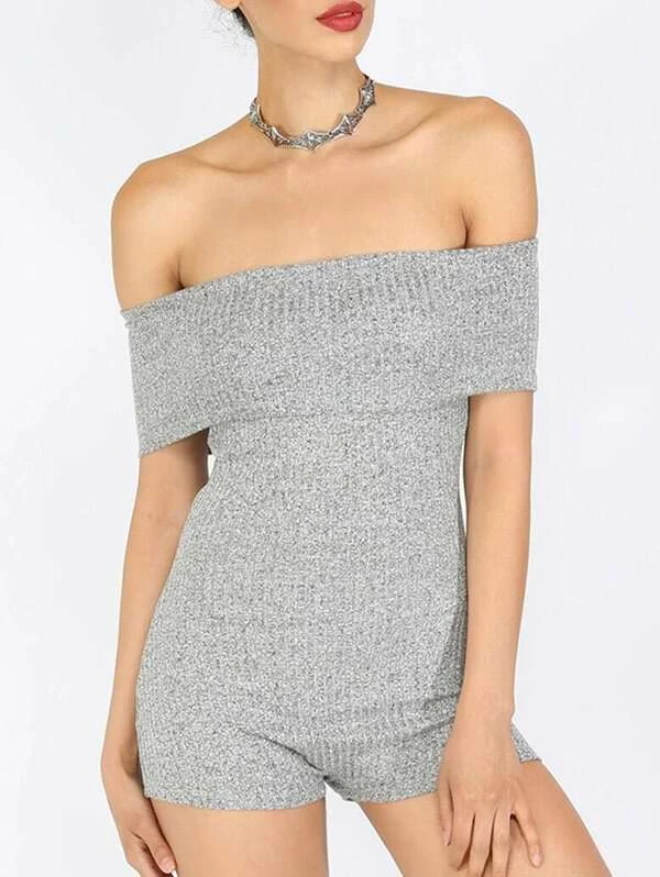 grey off the shoulder jumpsuit