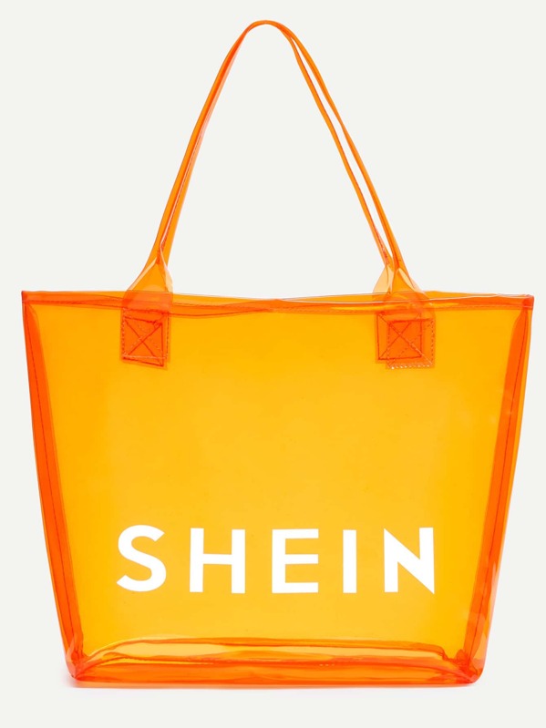 Orange Shein Print Clear Beach Tote Bag