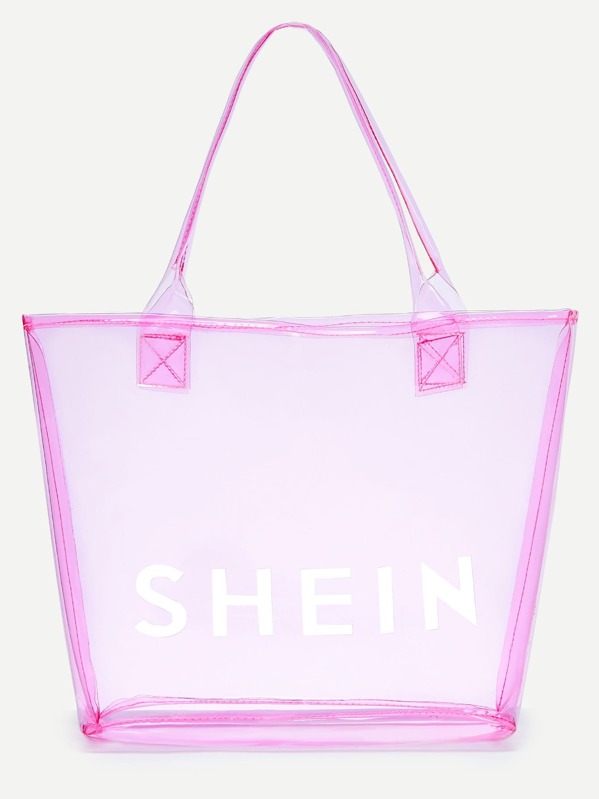 Pink Shein Print Clear Beach Tote Bag Sheinside