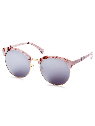 round lens marble open frame sunglasses