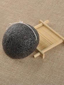 Black Natural Konjac Konnyaku Jelly Fiber Face Wash Cleansing Sponge Puff