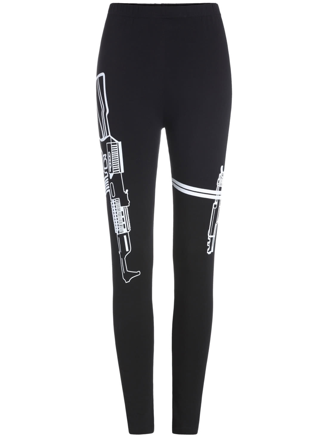 Black Slim Gun Print Leggings SheIn(Sheinside)
