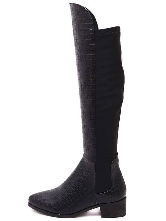 snakeskin high heel boots black chunky heel snakeskin high boots shein sheinside snakeskin high heel boots black chunky heel snakeskin high boots shein sheinside