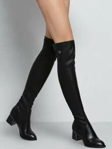 Cuissardes /à talons aiguilles en similicuir pour femmes 39 PU Noir Beige Nonbrand