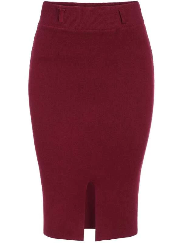 maroon bodycon skirt